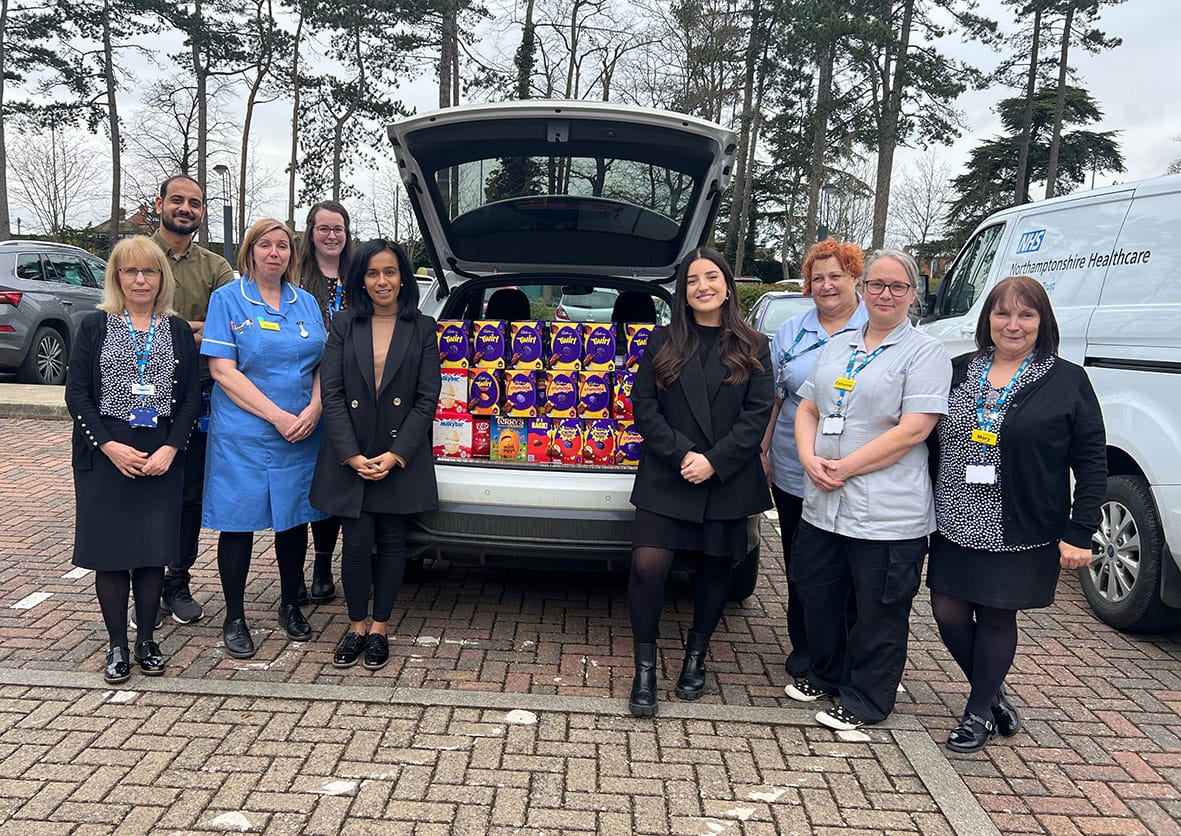 Bhangles donate easter eggs to Cynthia Spencer Hospice