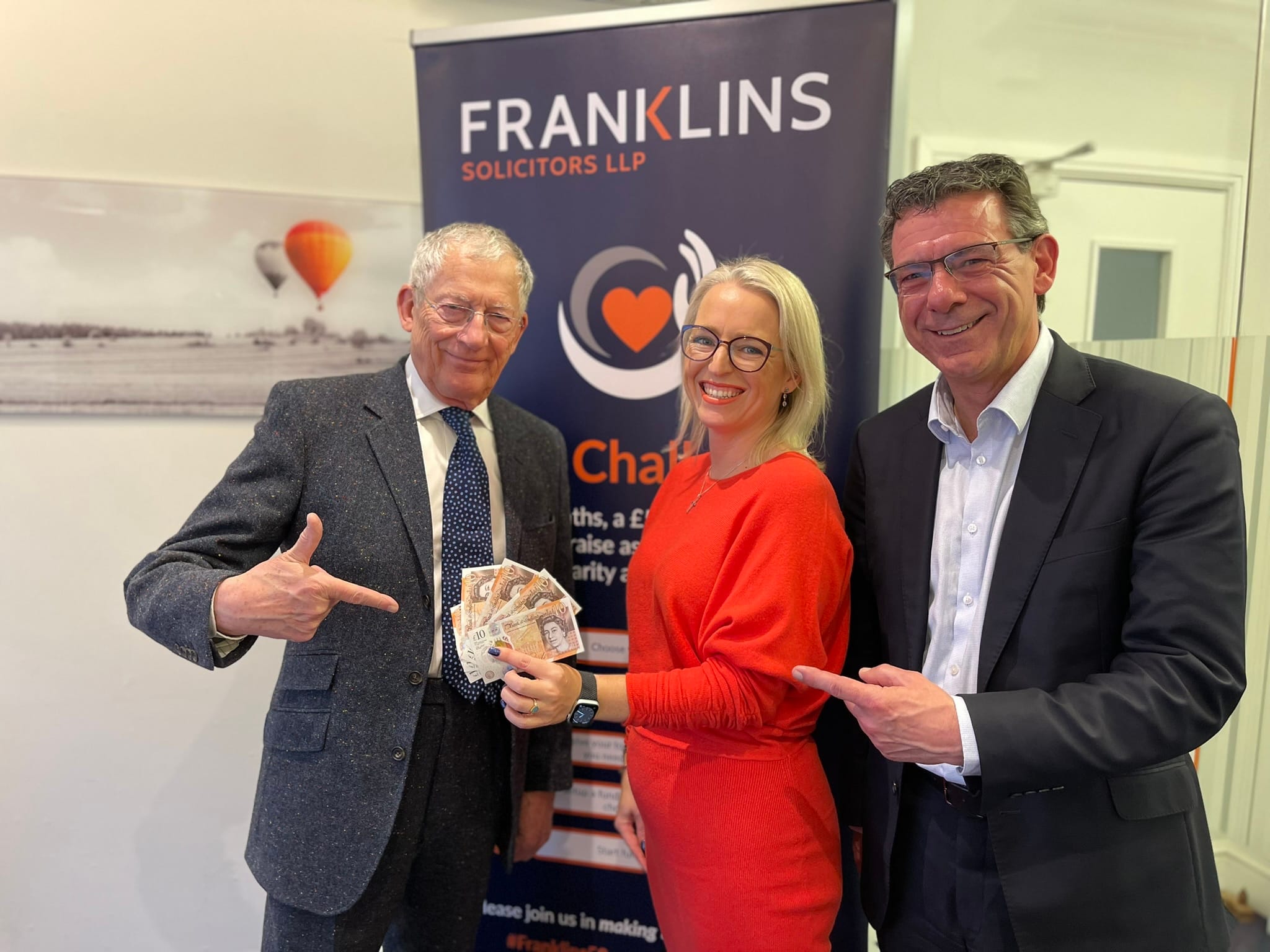 Campaign supporter Nick Hewer with Franklins Equity Partners Andrea Smith and Simon Long