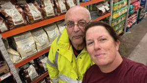 Annie and Roy at the wholesalers