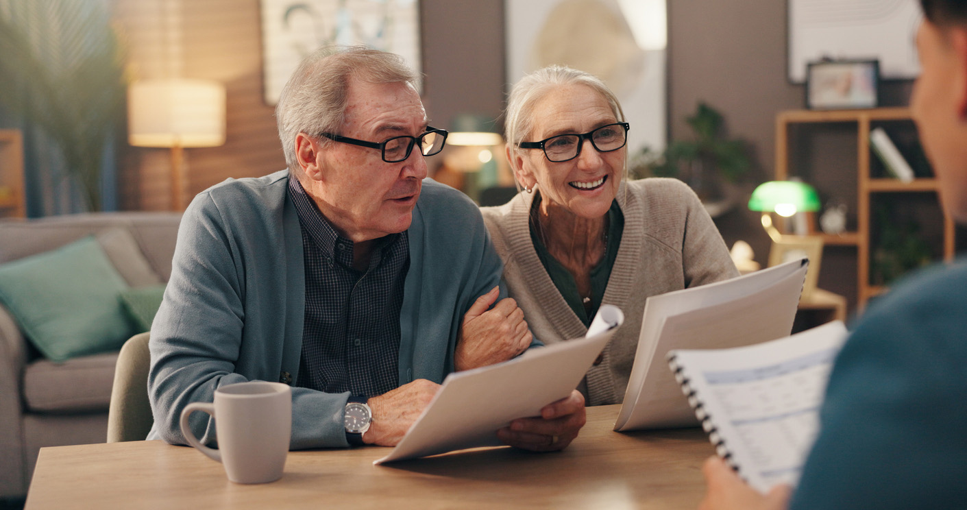 Older couple getting legal advice