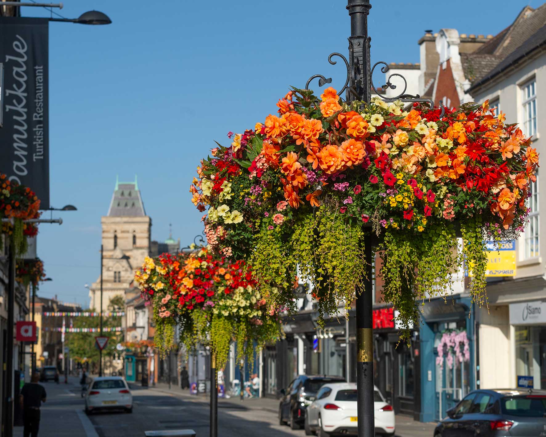 Northampton Town Council’s floral displays on St Giles Street
