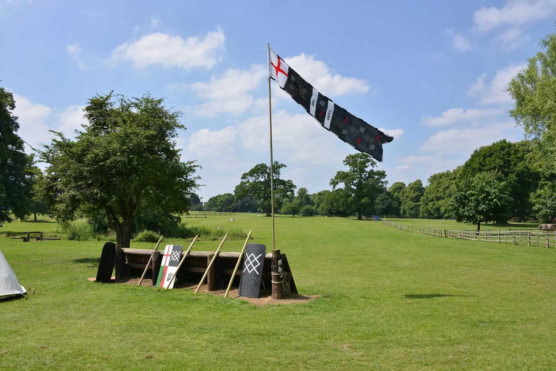 Medieval battle display at Delapré Abbey ahead of the Battle of Northampton heritage day.